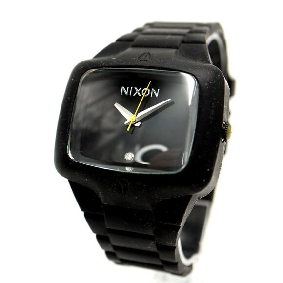 Nixon The Rubber Player Mens Black Stealth 45mm Watch Diamond w New Battery - Picture 1 of 13